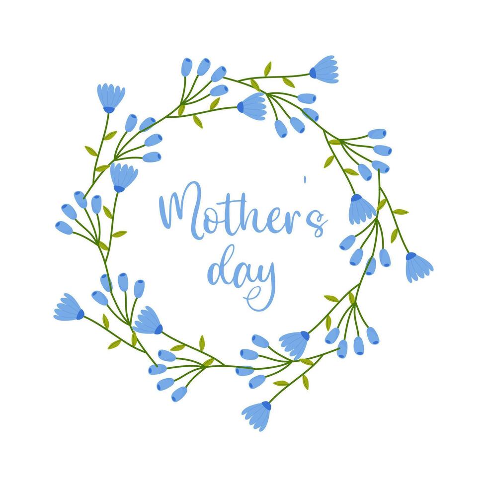 mothers day, text with floral frame on white background, for card design, congratulations vector