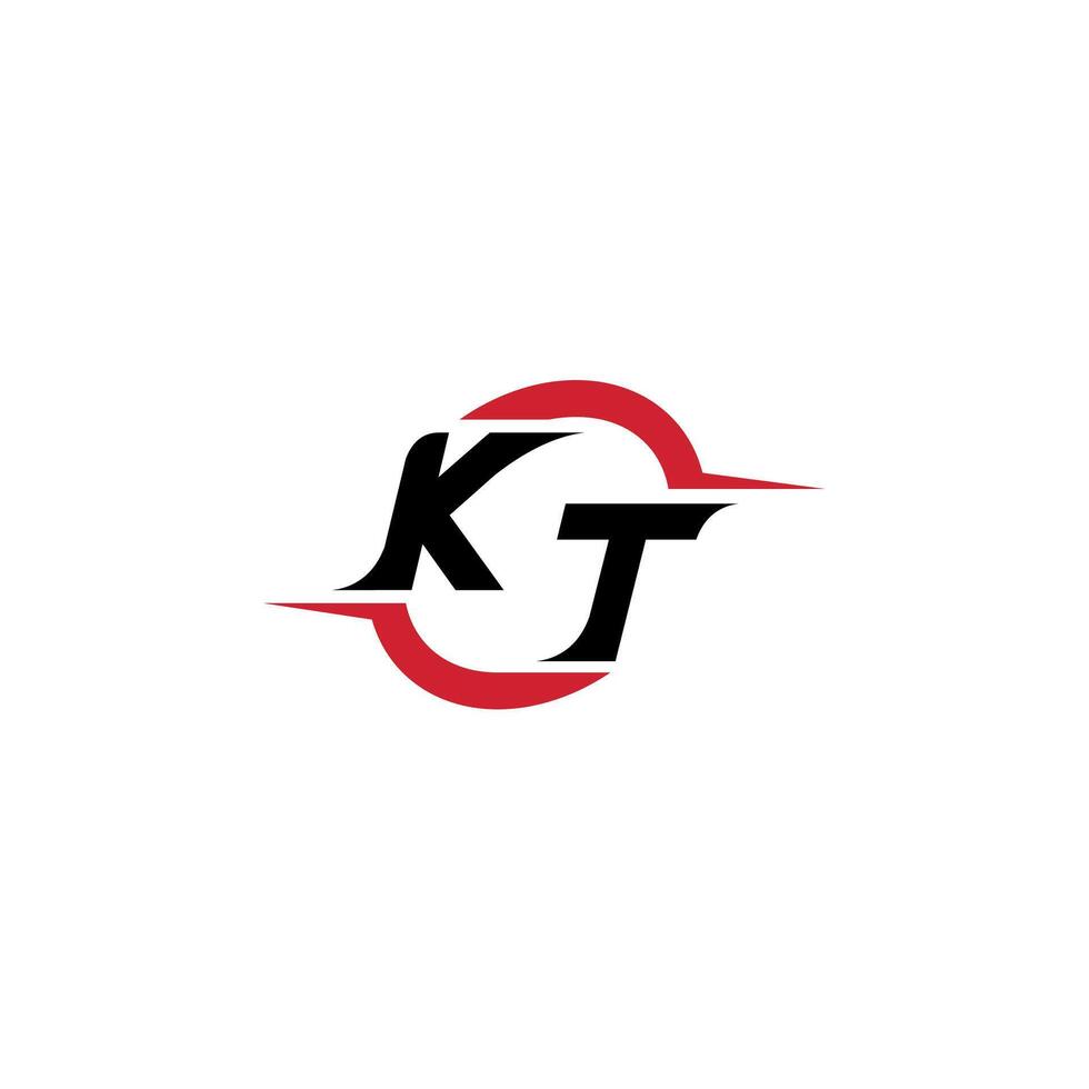 KT initial esport or gaming team inspirational concept ideas vector