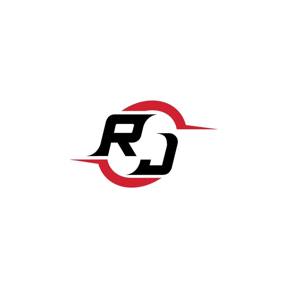 RJ initial esport or gaming team inspirational concept ideas vector