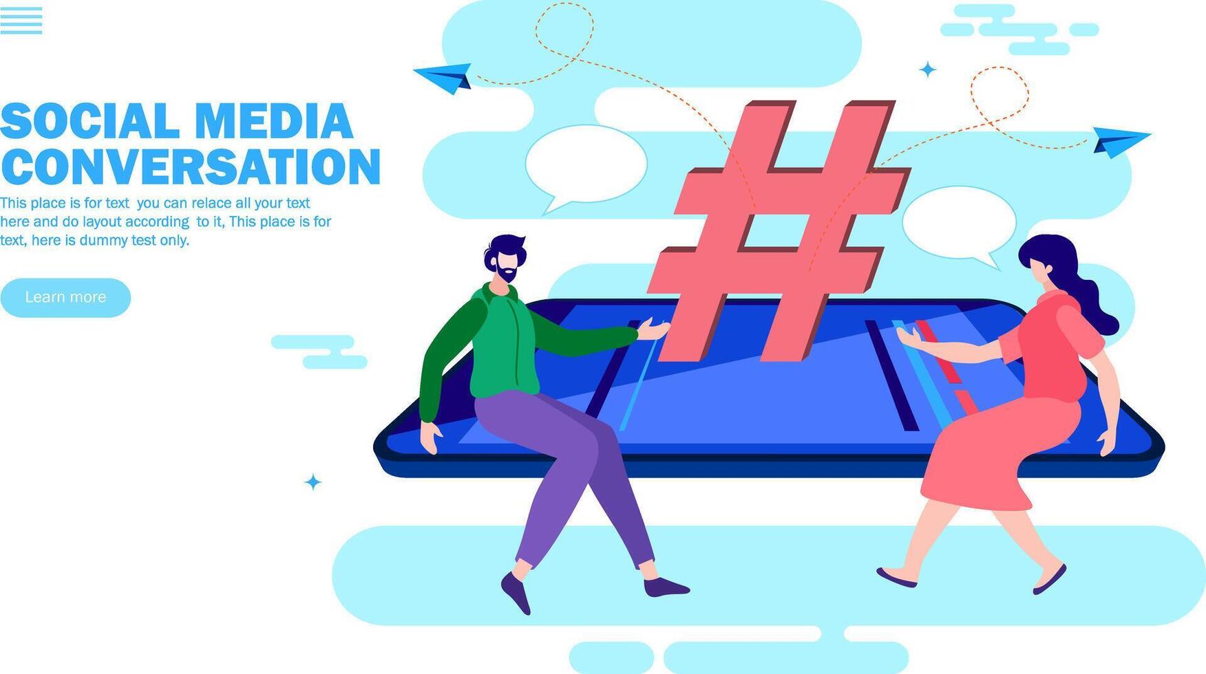 social media conversation with hashtag, social campaign vector