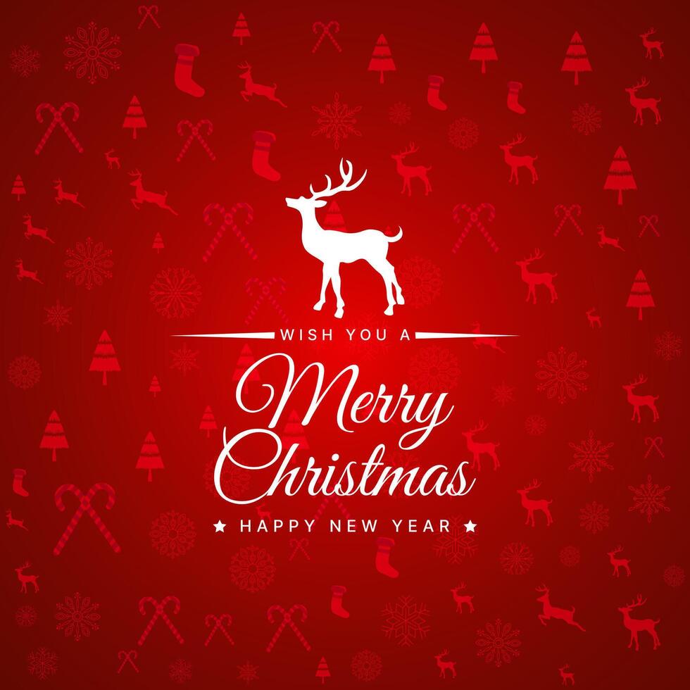 elegant red christmas background with festival wishes greeting vector