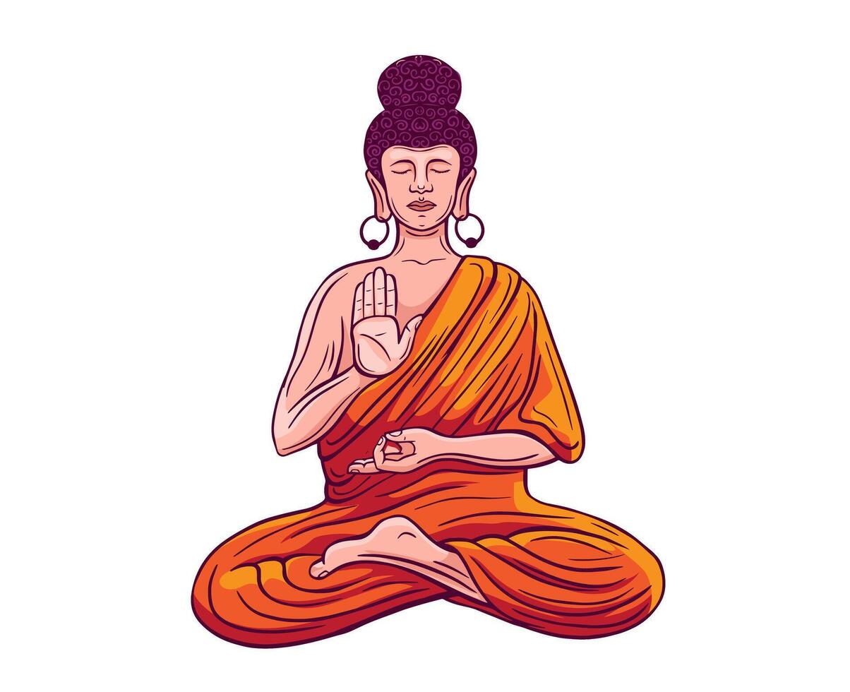 Buda sentado en meditación vector