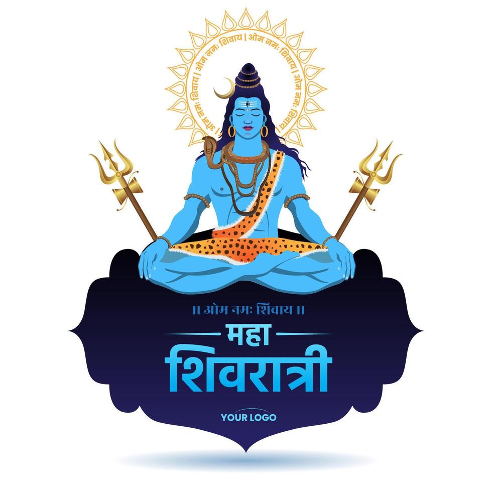 Maha Shivratri festival blessing card design template vector