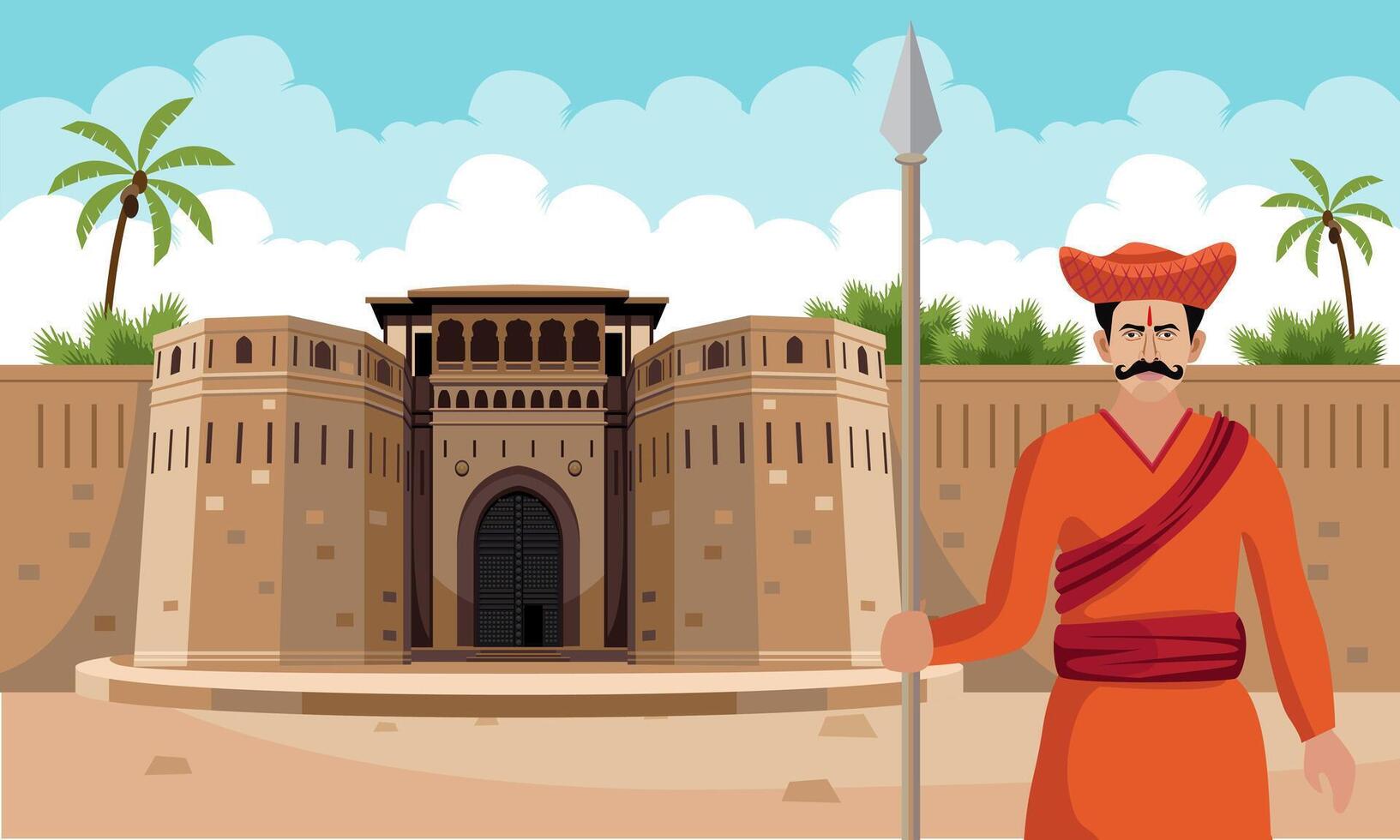 shaniwar wada pune with maratha warriors mavala, Guard vector