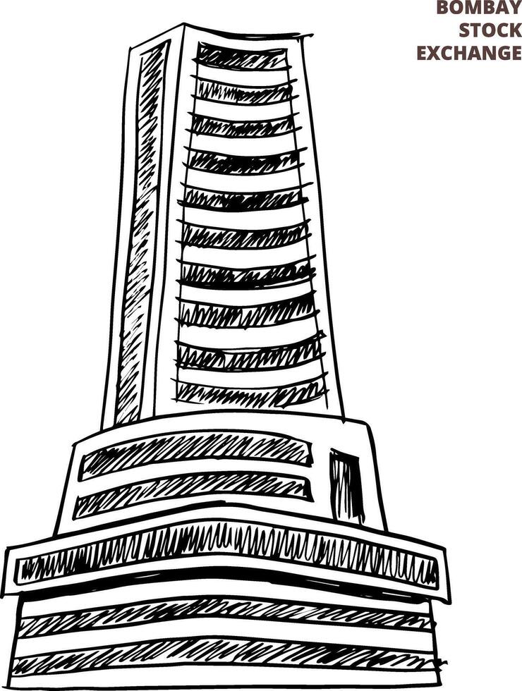 bombay stock exchange , BSE buildinghand drawing , mumbai India vector