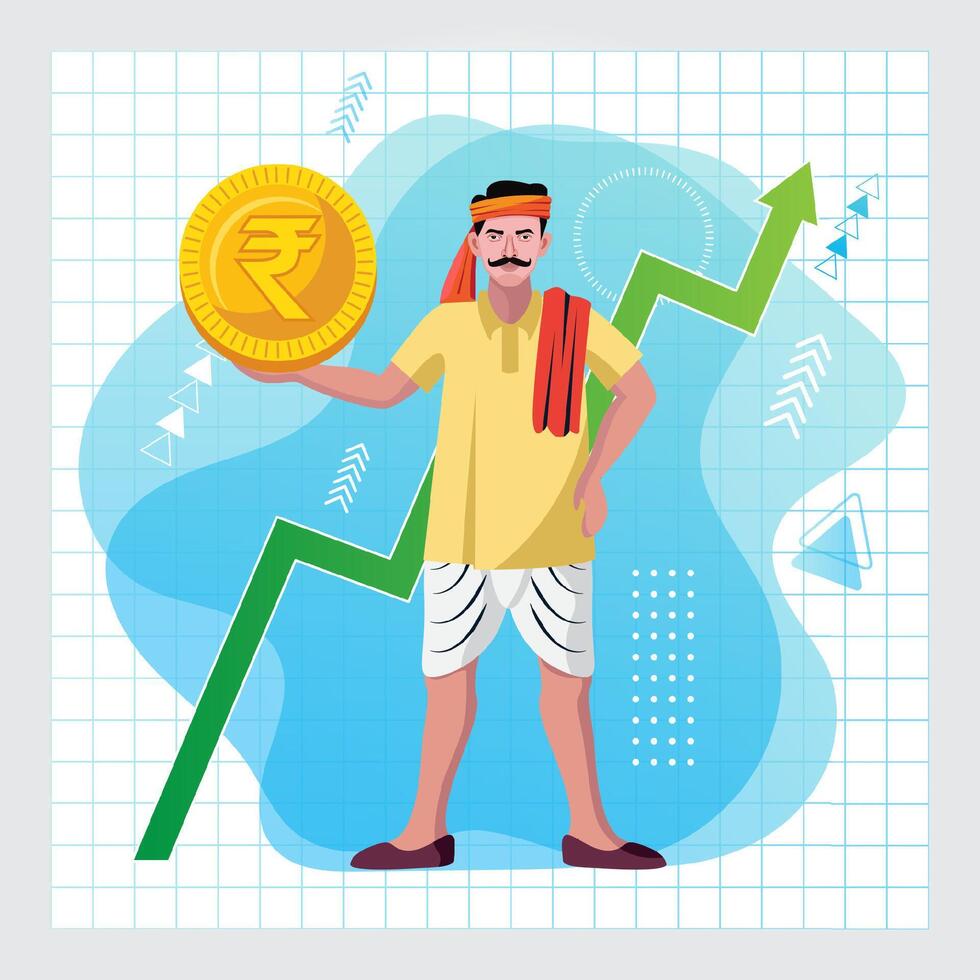 indian farmer earning growth concept vector