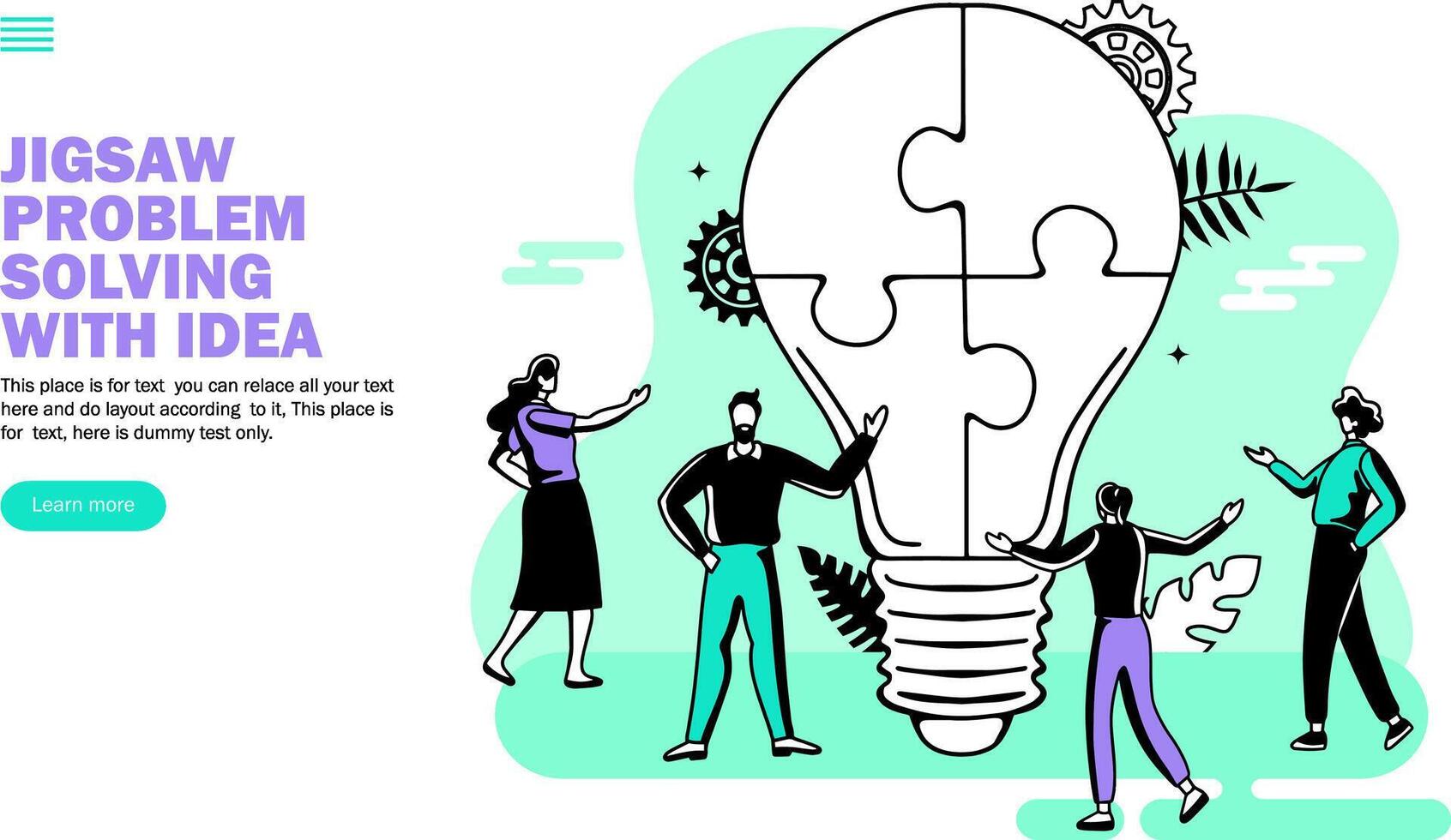 team creating idea with jigsaw bulb, innovation vector