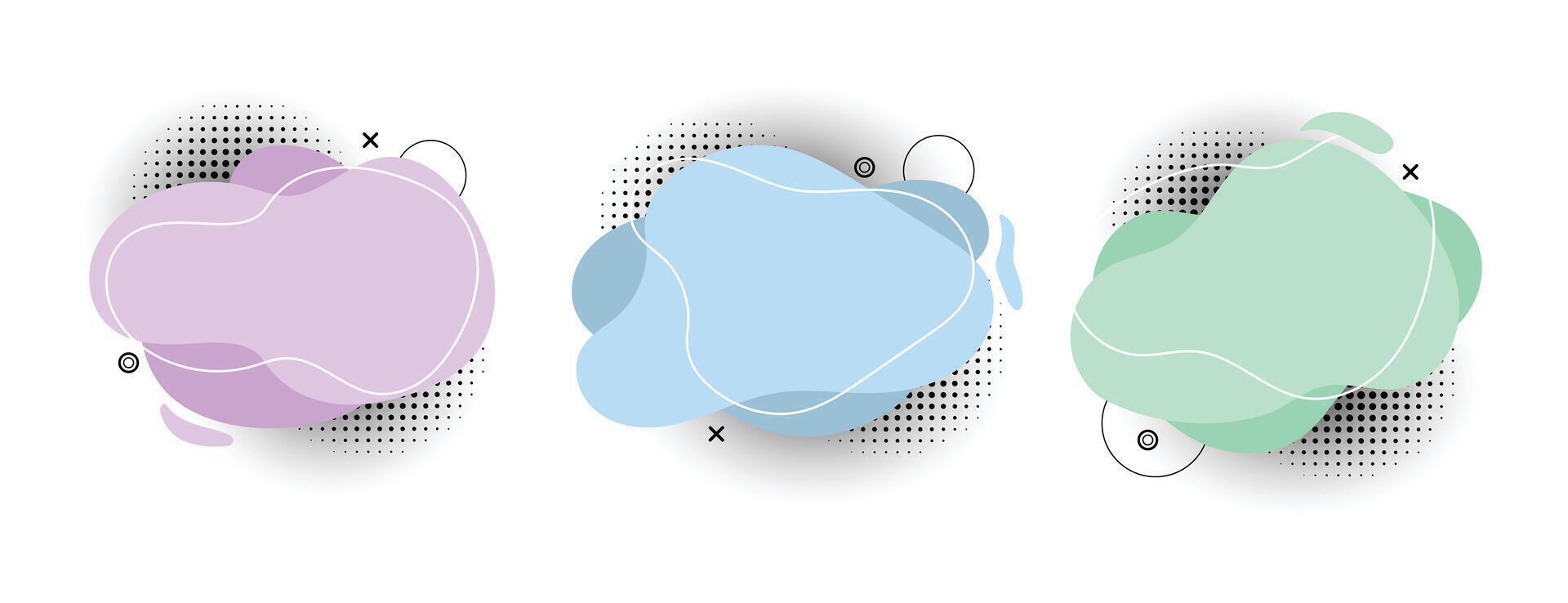 set of abstract shapes modern fluid memphis design for text vector