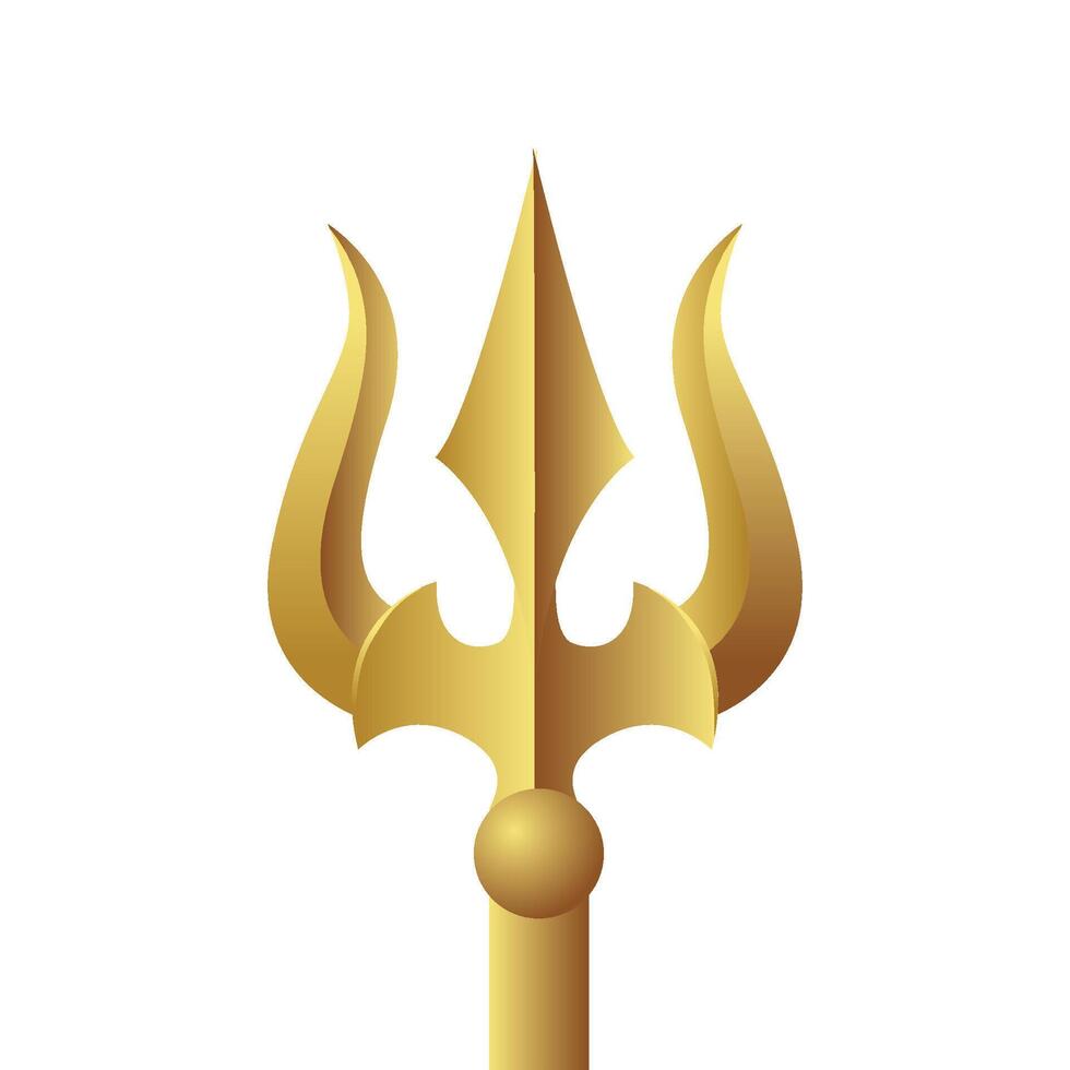 lord shiva weapon golden trishul  vector illustration