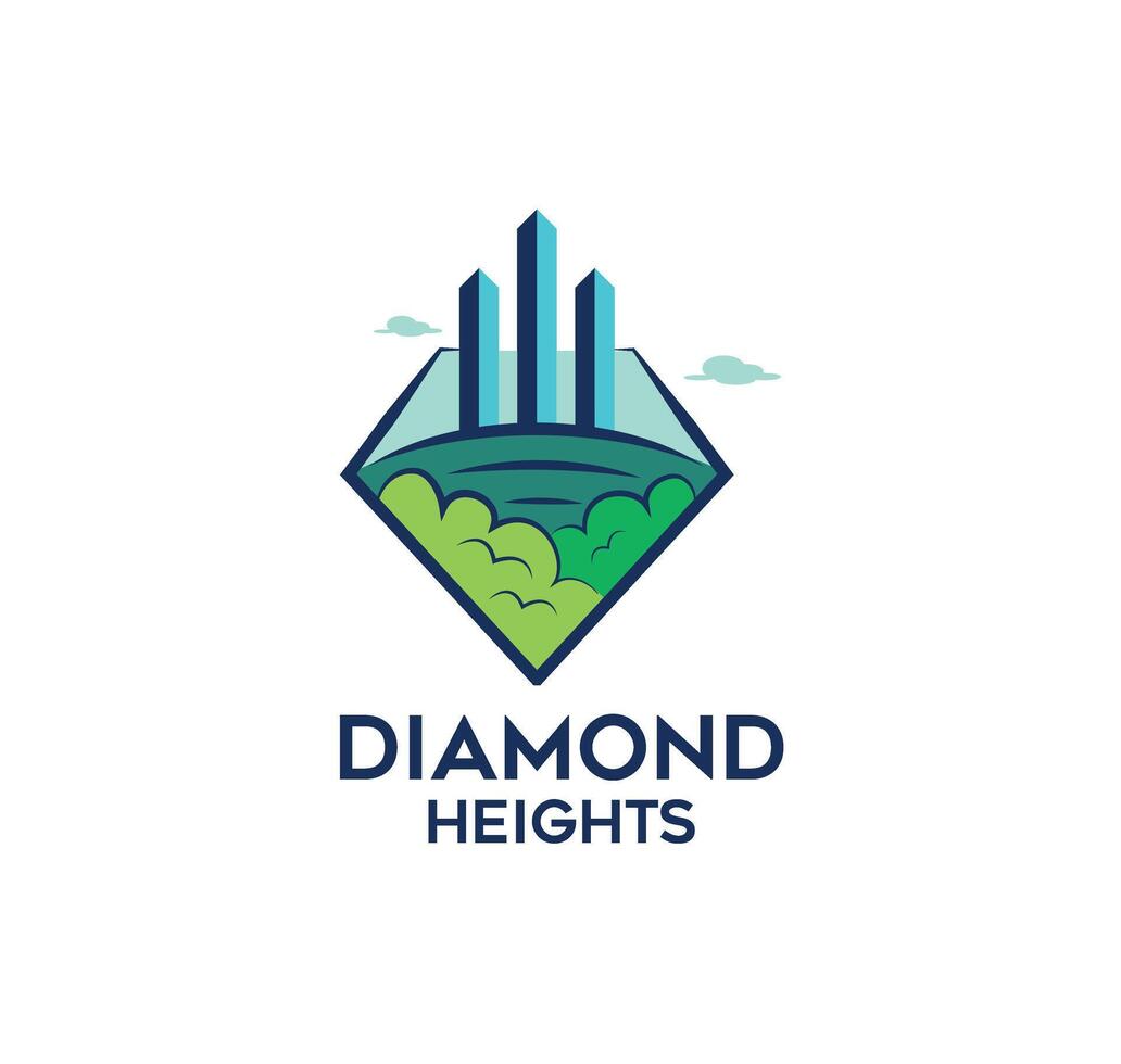 building construction logo in diamond shape colored vector illustration