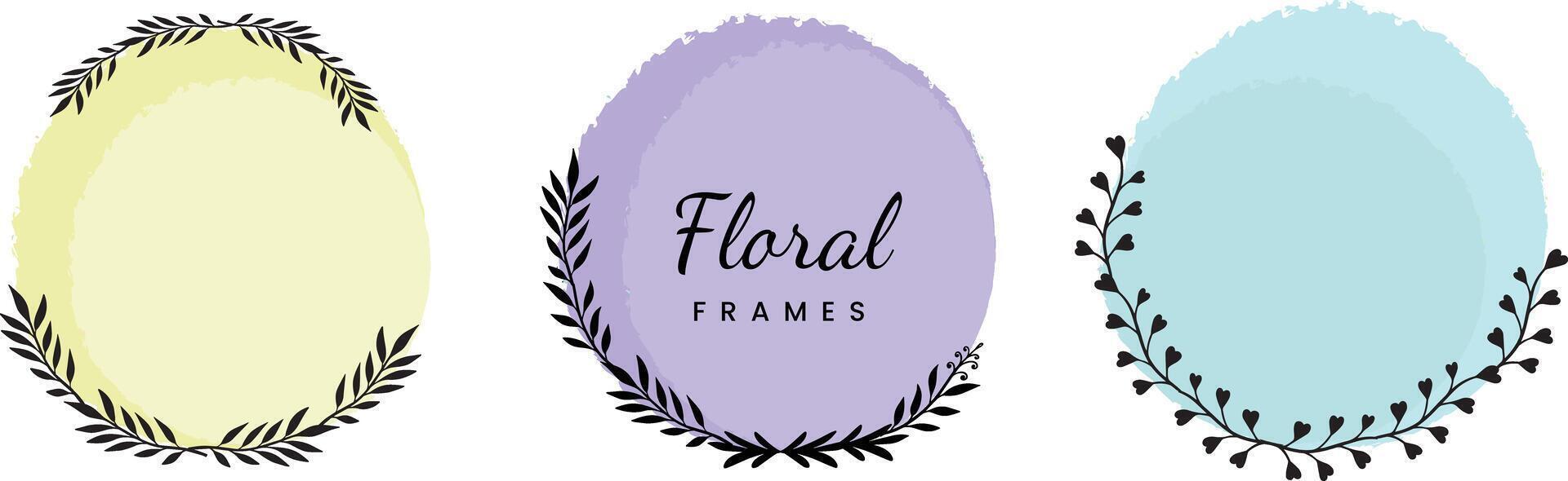 botanical floral frames design elements hand drawn vector