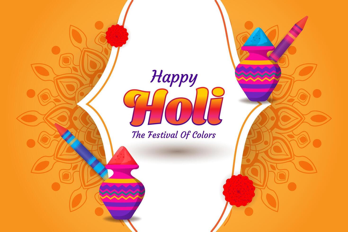 colorful happy holi hindu festival celebration greeting with color and traditional design vector