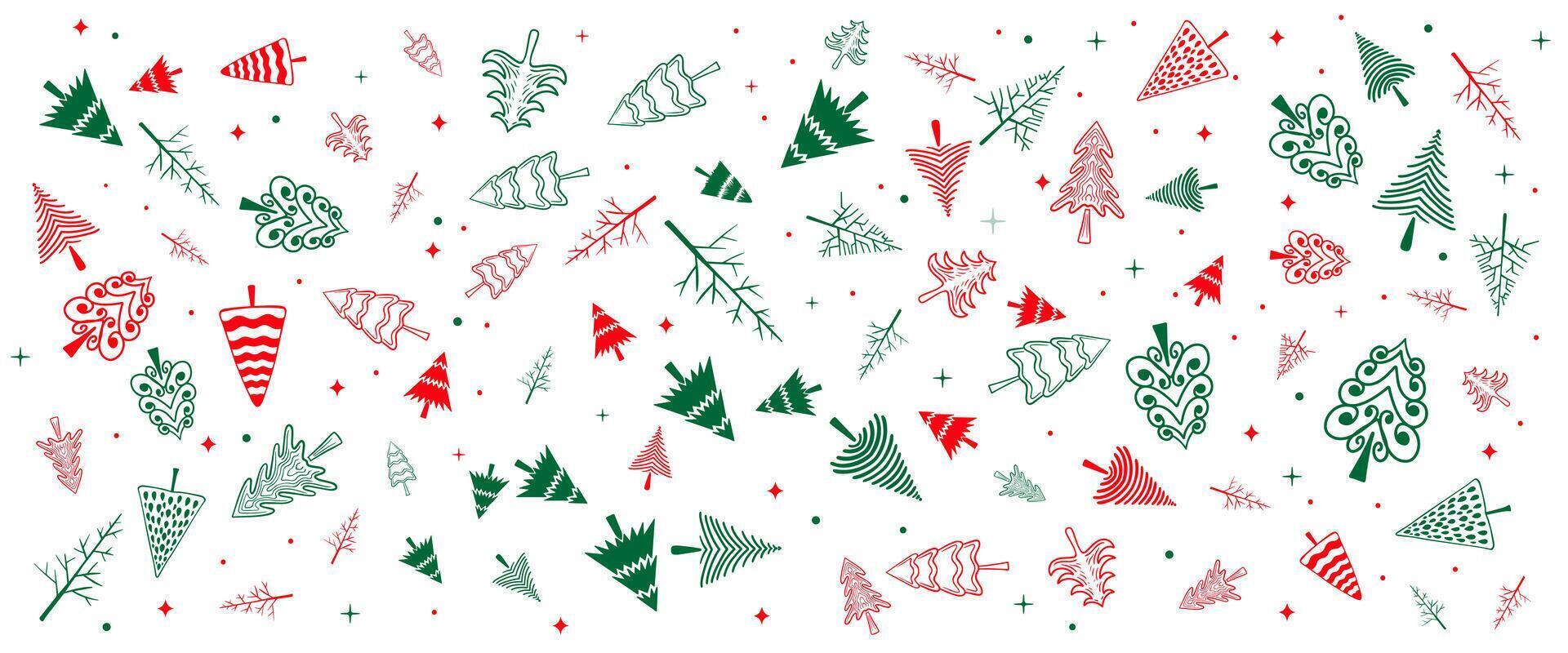 merry christmas trees decorative background vector