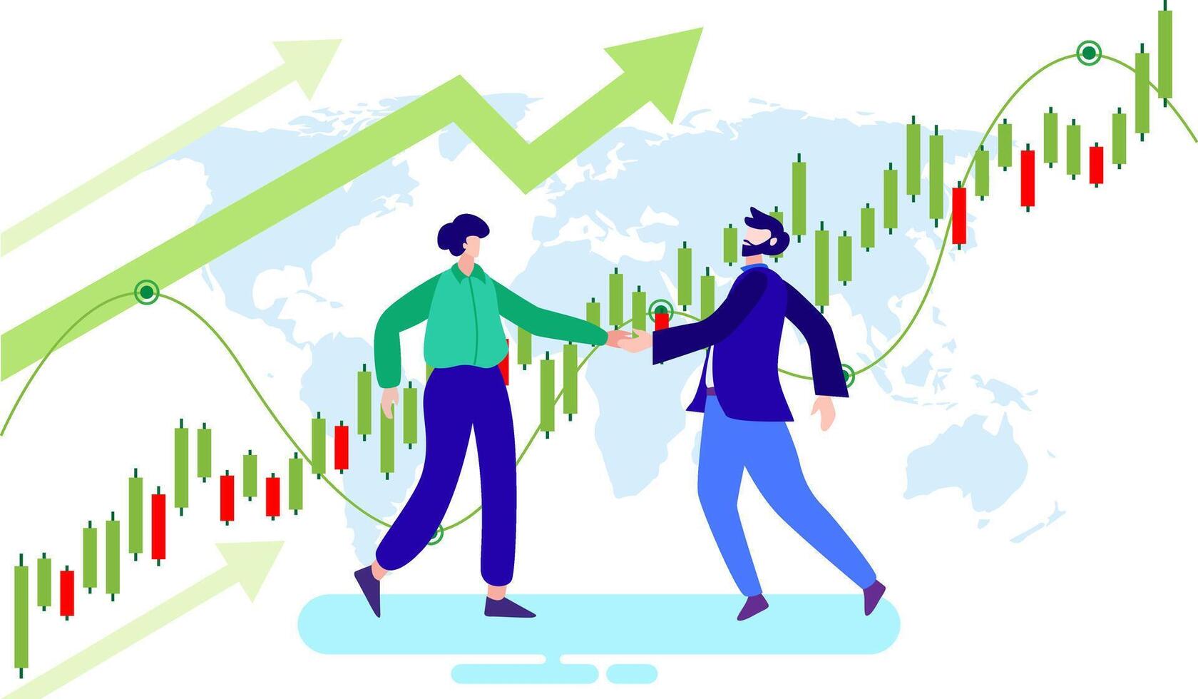 congratulating businessman with stock market growth vector