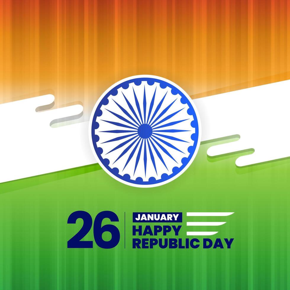 26 january republic day of india celebration greeting with indian flag vector