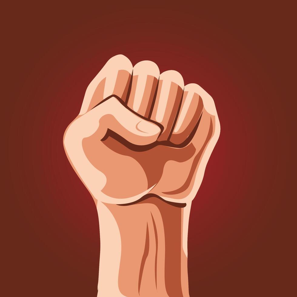raised clenched fists hand gesture vector