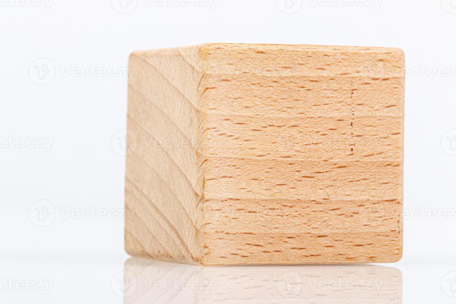 Wooden cubes on a white background photo