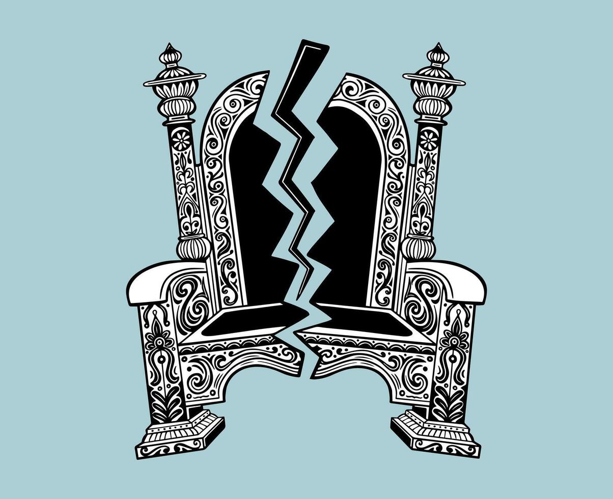 broken throne chair hand drawn vector illustration isolated