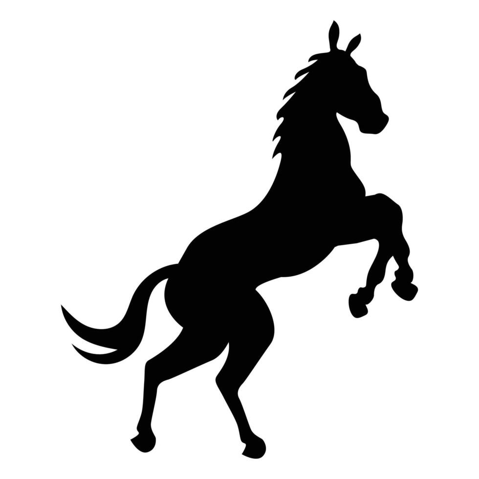 jumping horse silhouette on white background vector