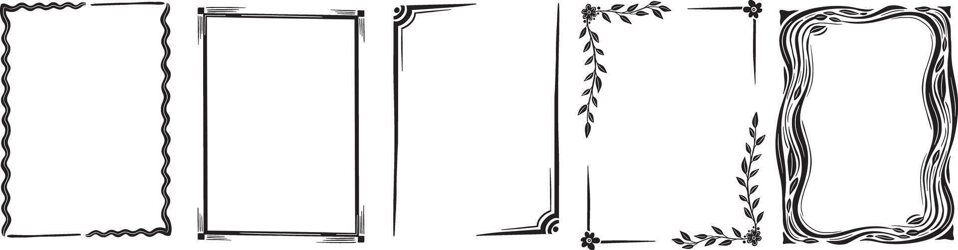 hand drawn borders set vector illustration