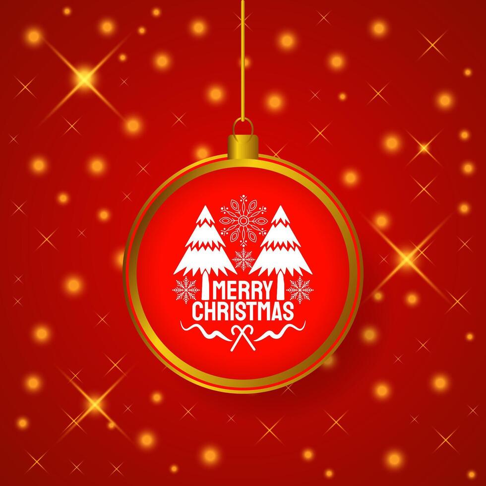 elegant red glitter background with christmas ball wishes vector