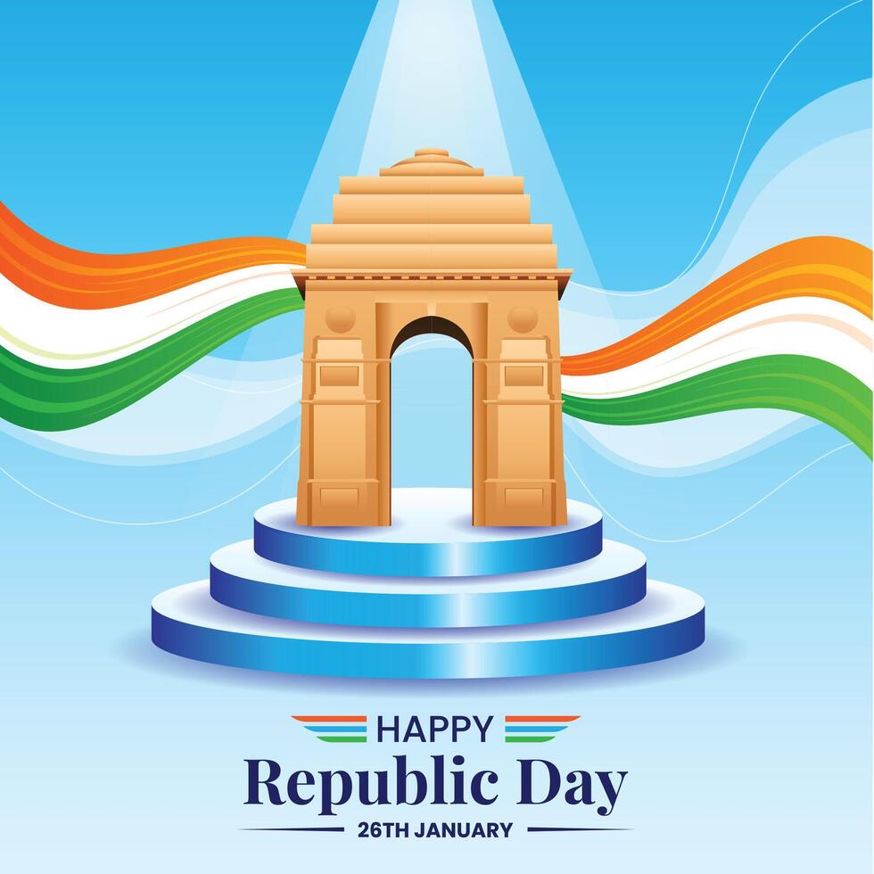 Republic day or india 26 jan creatives 3 5D 1M 2024Y vector