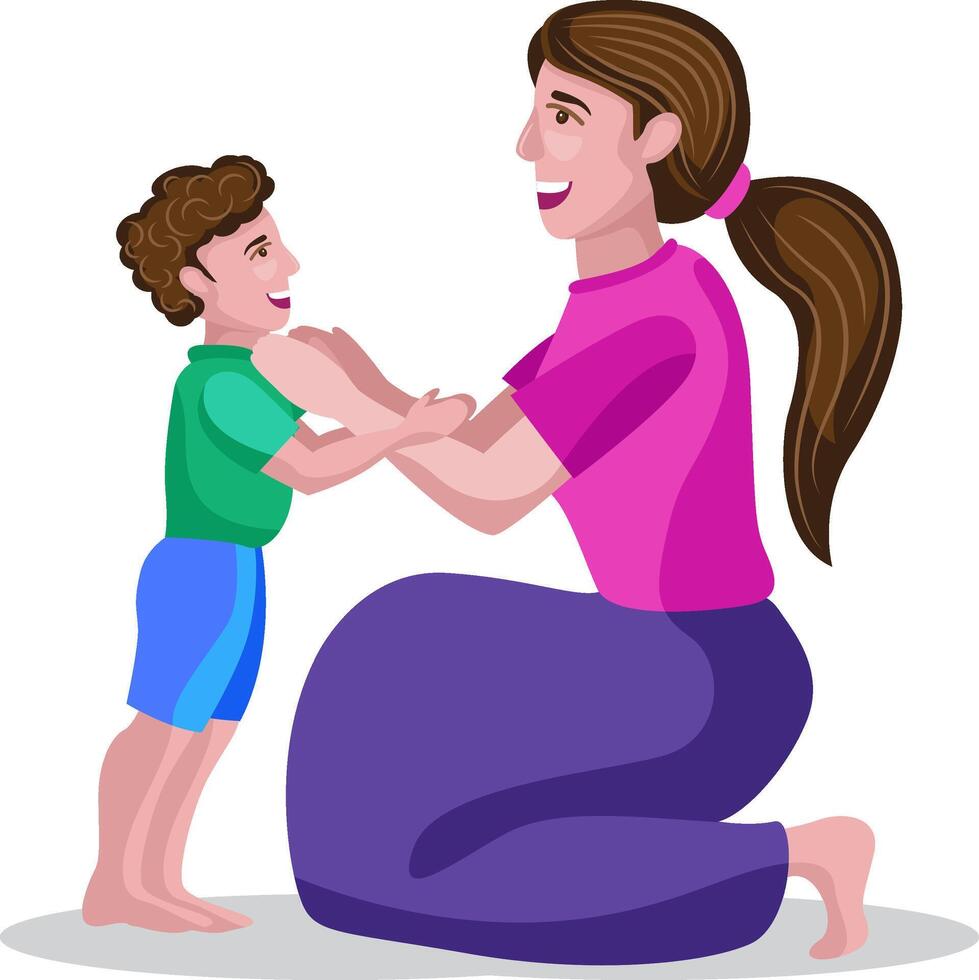 mother caring and loving kid vector