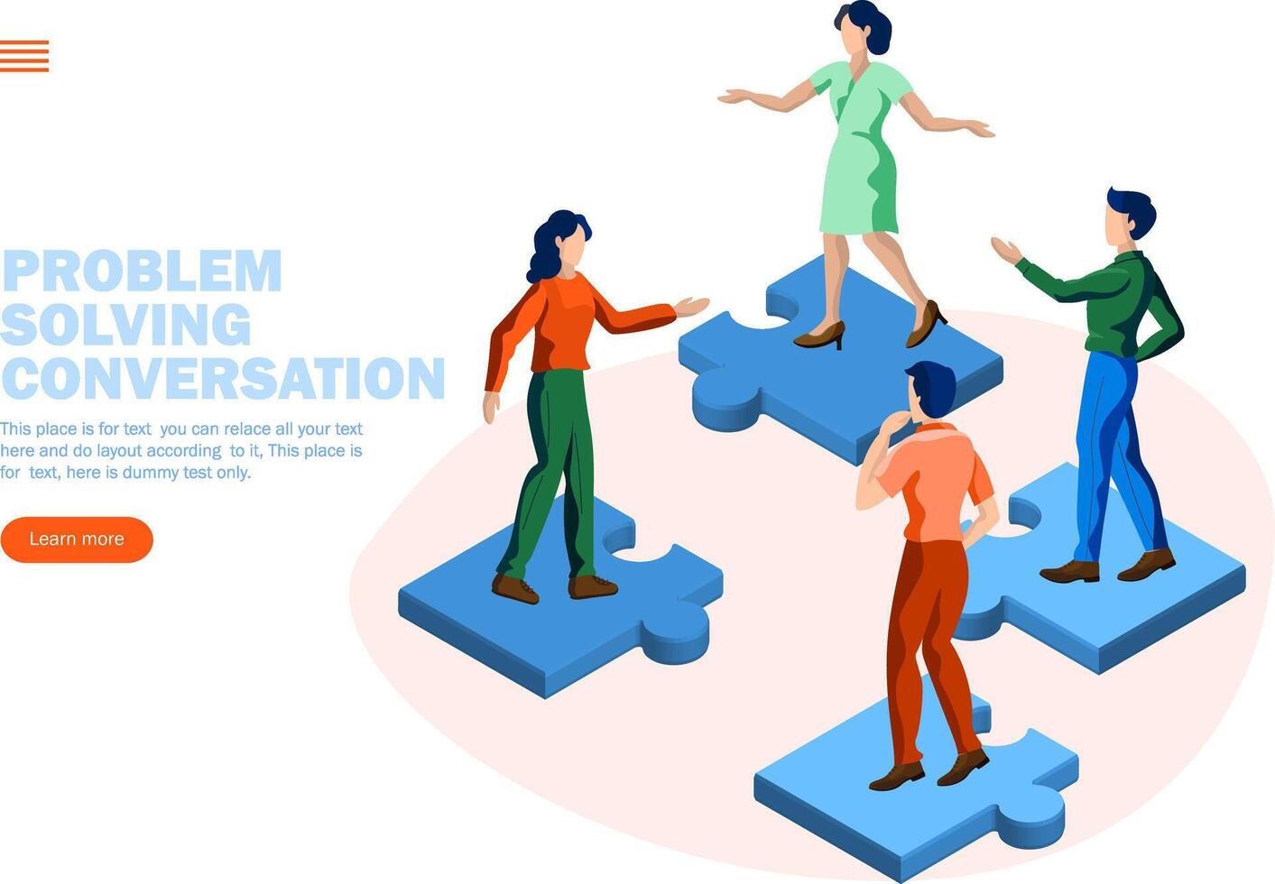 team discussing with jigsaw puzzle conversation illustration vector