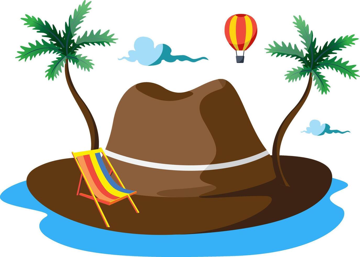 beach hat landscape concept with relaxing chair vector