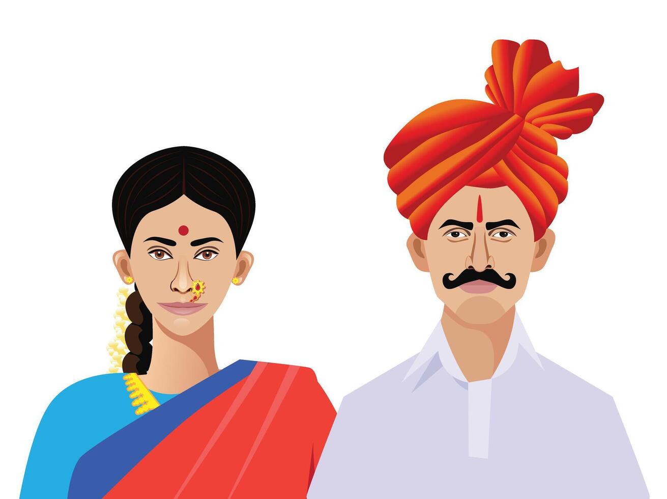 indio - Maharashtra rural hombre y mujer vector