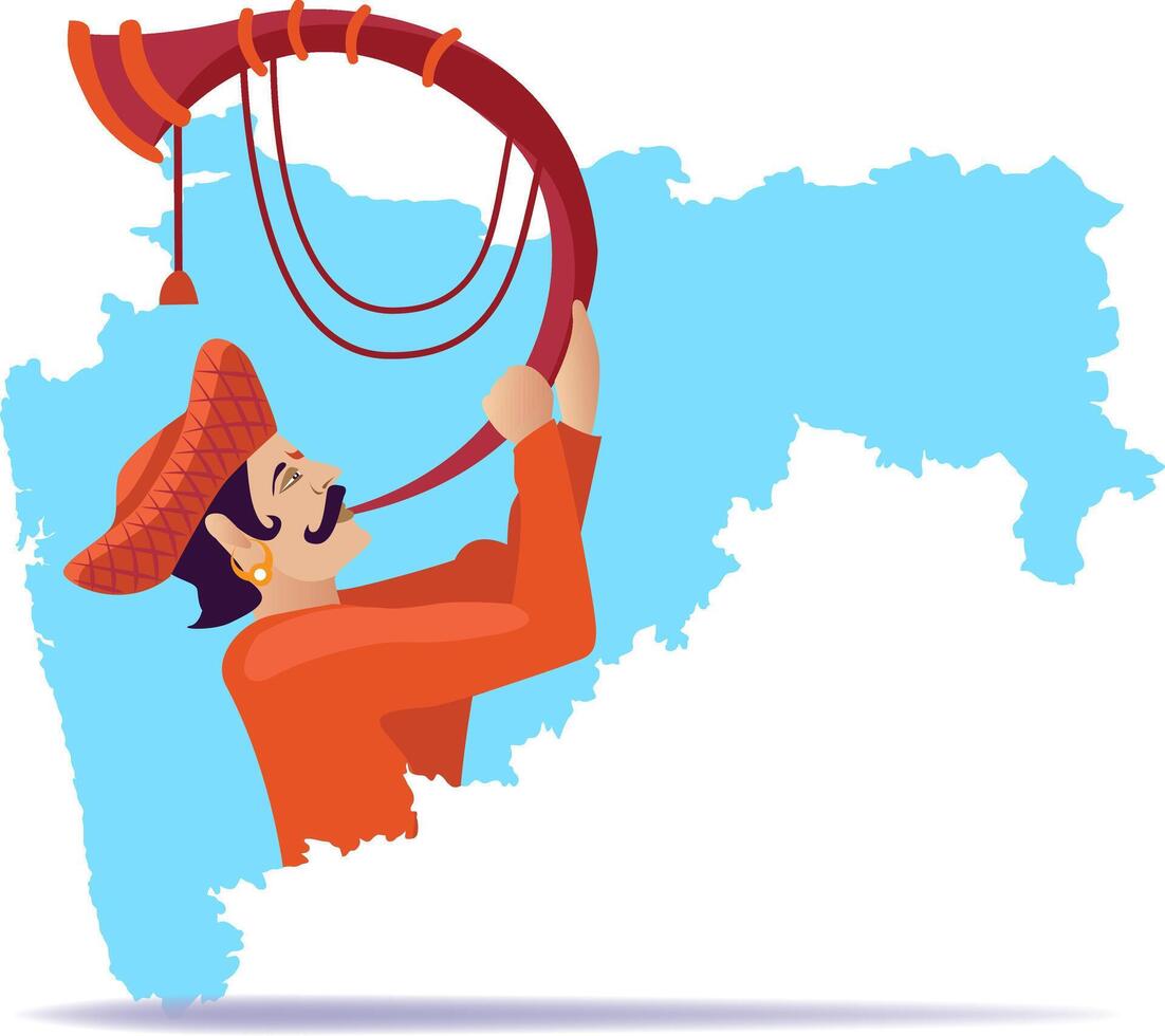 maharashtra Tutari man with map vector