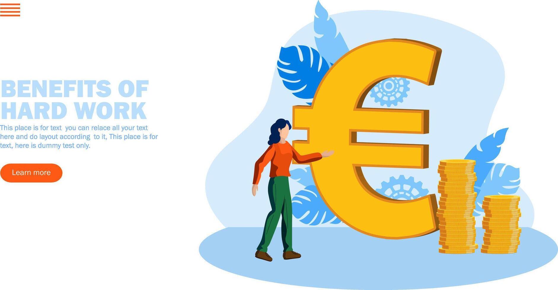 person looking at euro sign  with coins concept vector illustration