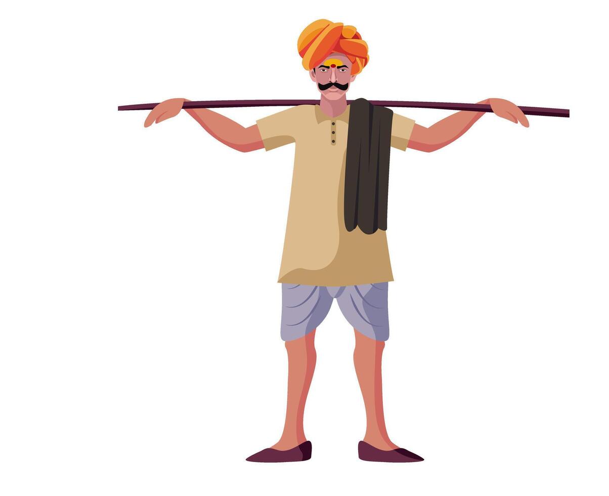 Dhangar, indian shepherd standing isolated vector