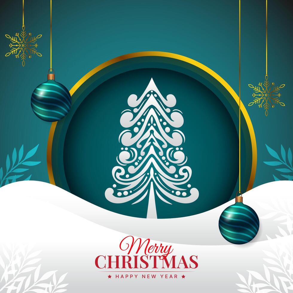 merry christmas decorated golden snowflakes on blue background vector