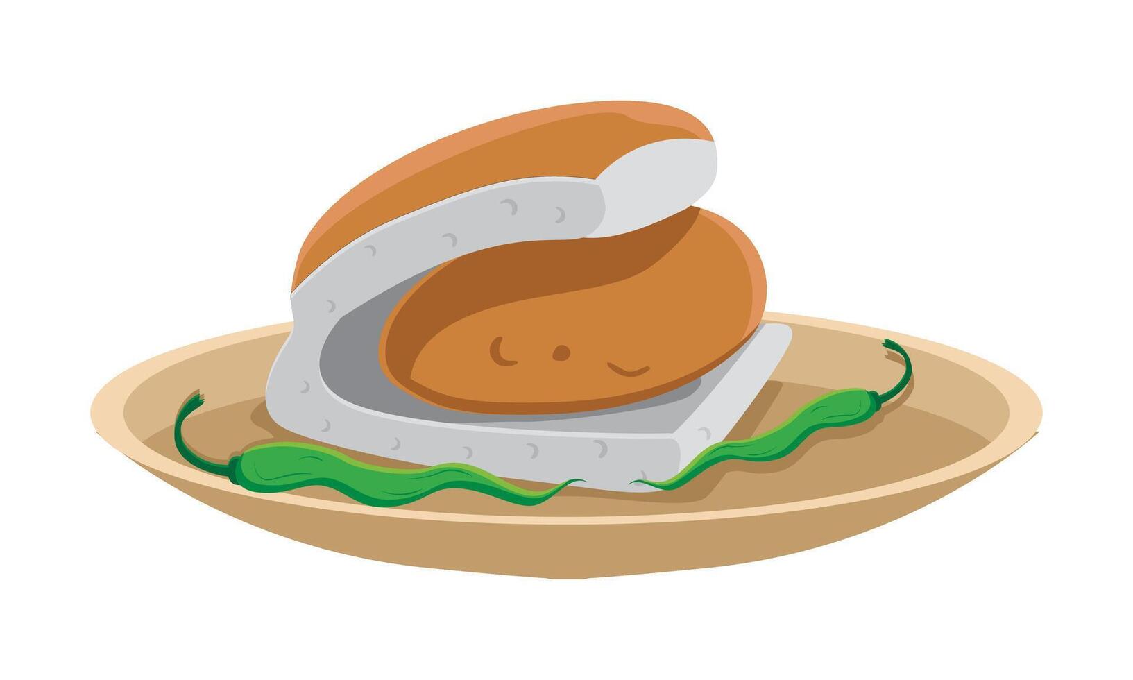 vada pav with chilli  vector