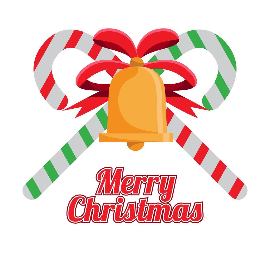 candy cane and bells vector
