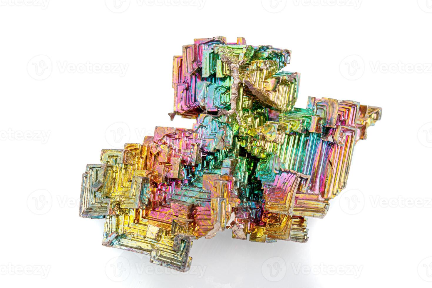 macro mineral stone bismuth on a white background photo