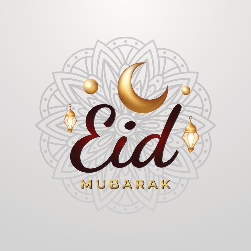 realistic eid mubarak design illustration vector