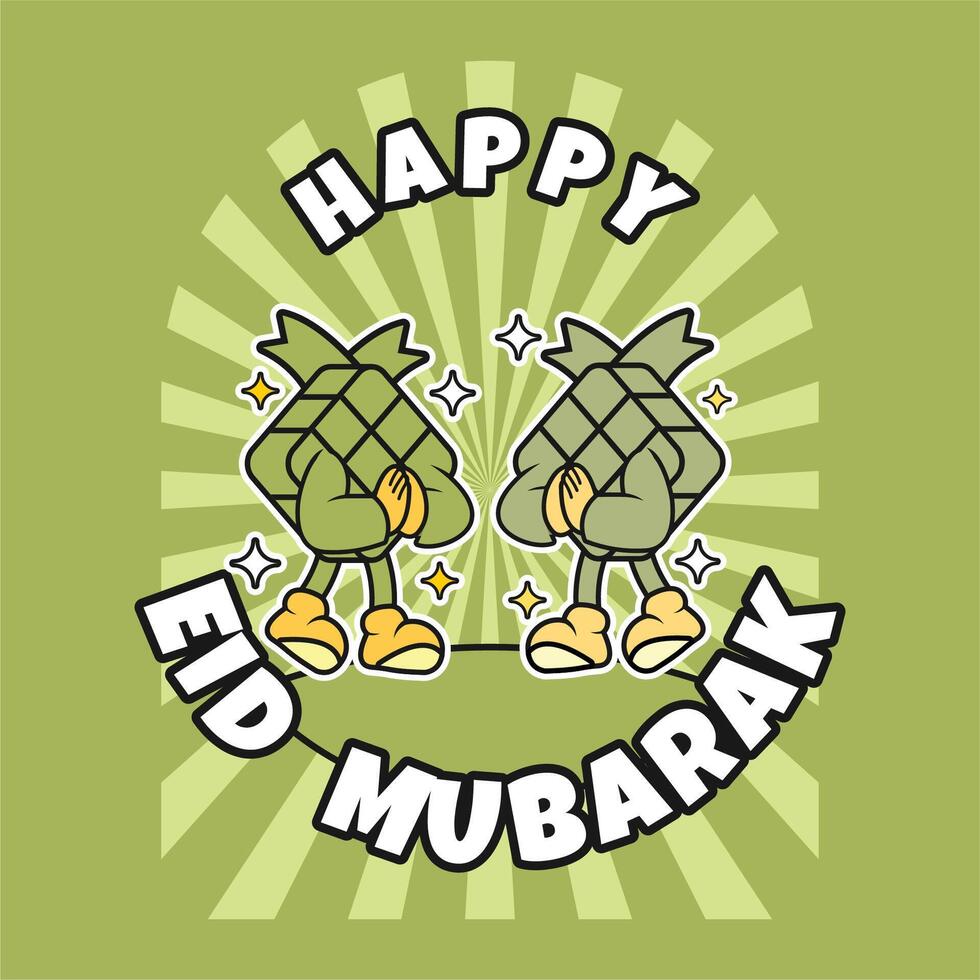 Ketupat Eid Mubarak Groovy Vector Design