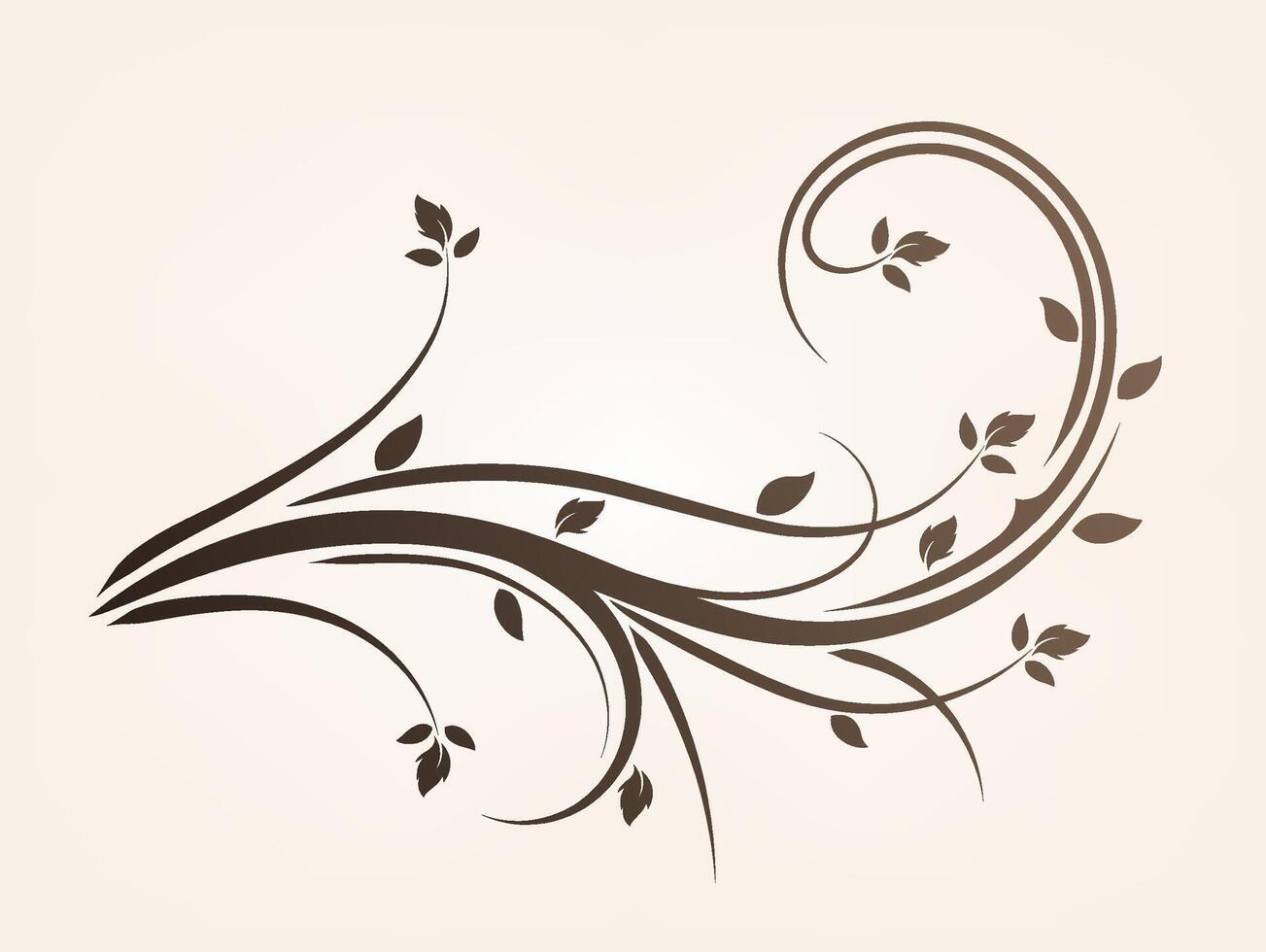 Floral Leaf Swirl, Vector Illustration