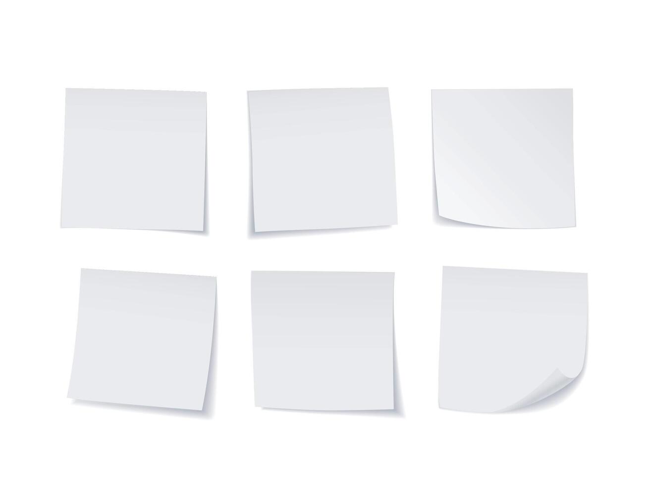 White Sticky Notes Set. Suitable For Notes, Advertising, and Other, Vector Illustration