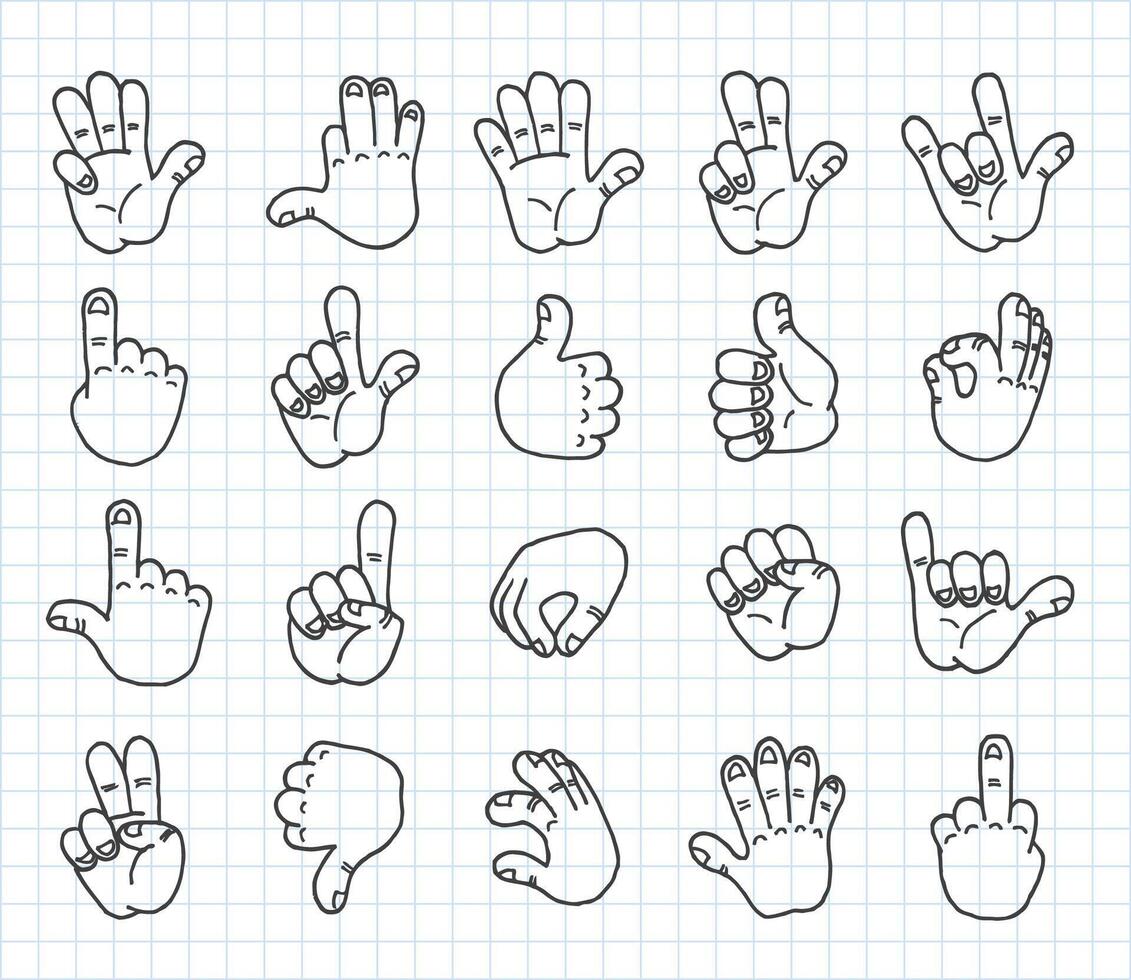 Artistic Collection of Hand Drawn Hand Set. Isolated and Real Pen Sketch, Vector Illustration