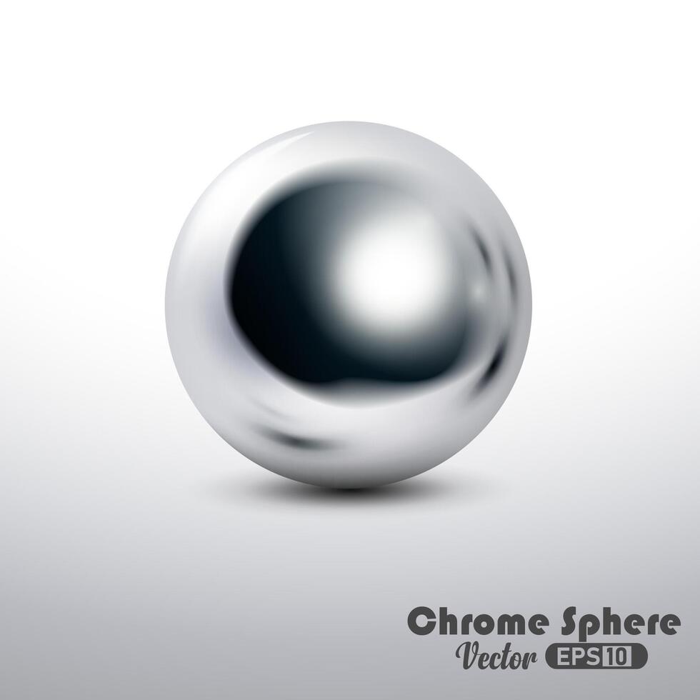 Metallic Reflective Chrome Sphere, Vector Illustration