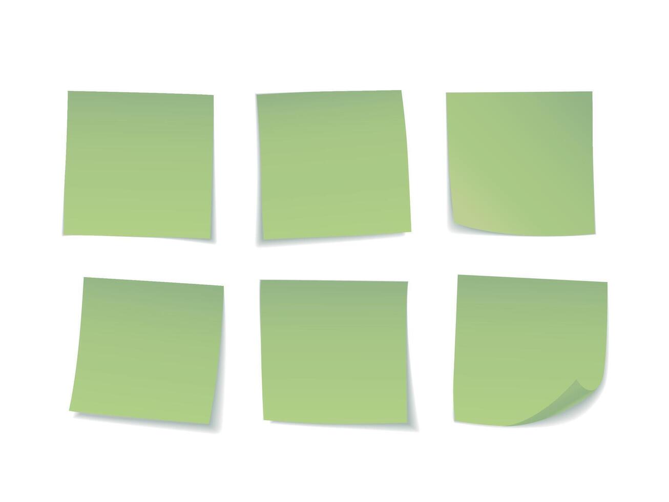 Green Sticky Notes Set. Suitable For Notes, Advertising, and Other, Vector Illustration