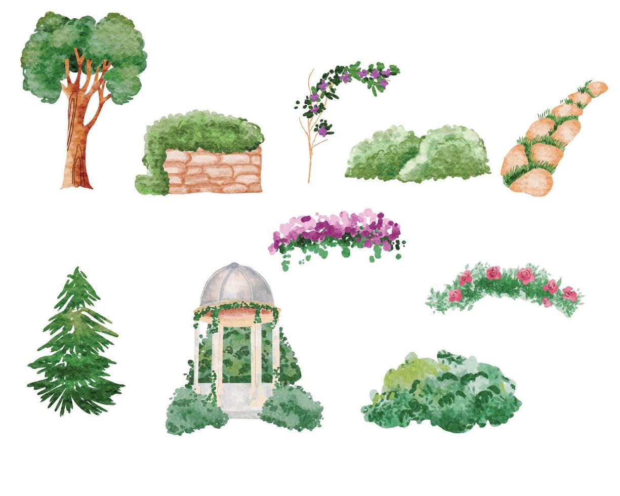 Watercolor Garden Illustration for Wedding vector