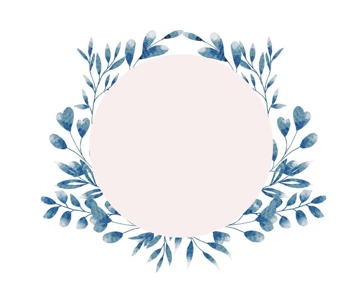 Blue Eucalyptus Leaves Watercolor Wreath vector