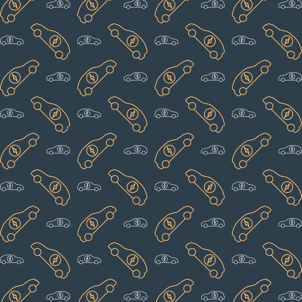 Electric vehicle icon trendy repeating pattern orange color vector illustration background