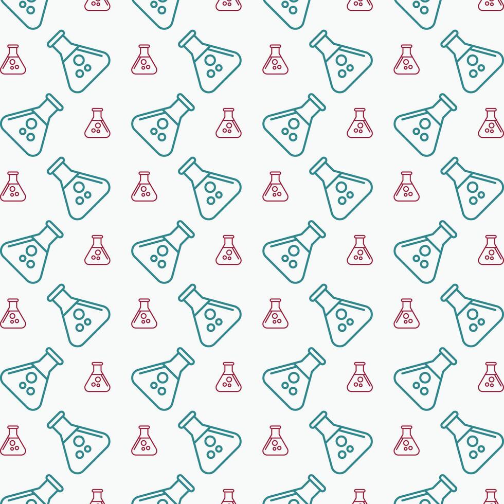 Flask symbol multicolor decorative trendy red repeating pattern vector illustration