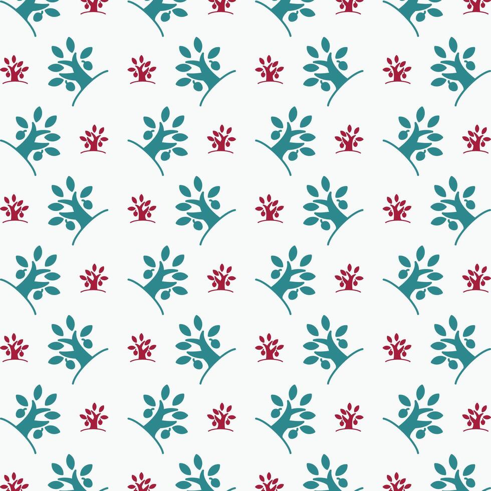 Fruit tree symbol multicolor decorative trendy red repeating pattern vector illustration