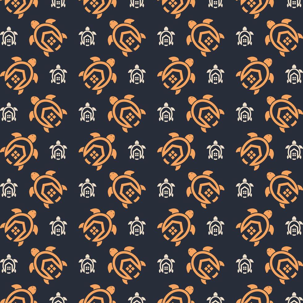 Turtle multicolor repeating trendy pattern in dark background vector illustration